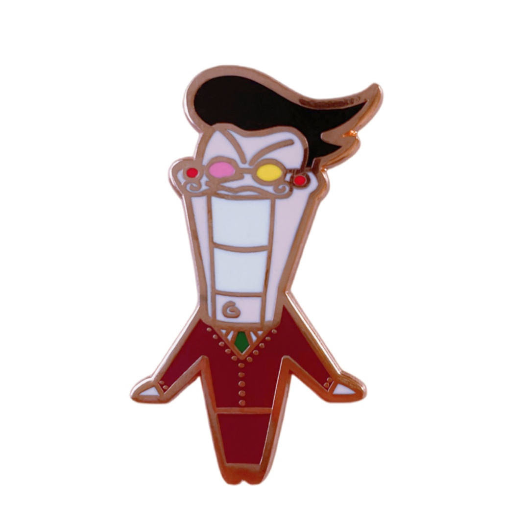 Custom Stylized Cartoon Man With Colorful Eyes Hard Enamel Pins