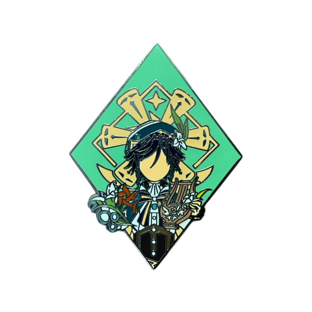 Custom Genshin Impact Venti Diamond Shaped Hard Enamel Pins