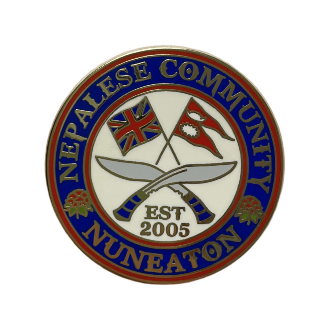 Custom Nepalese Community Nuneaton UK Nepal Crossed Flag Hard Enamel Pins
