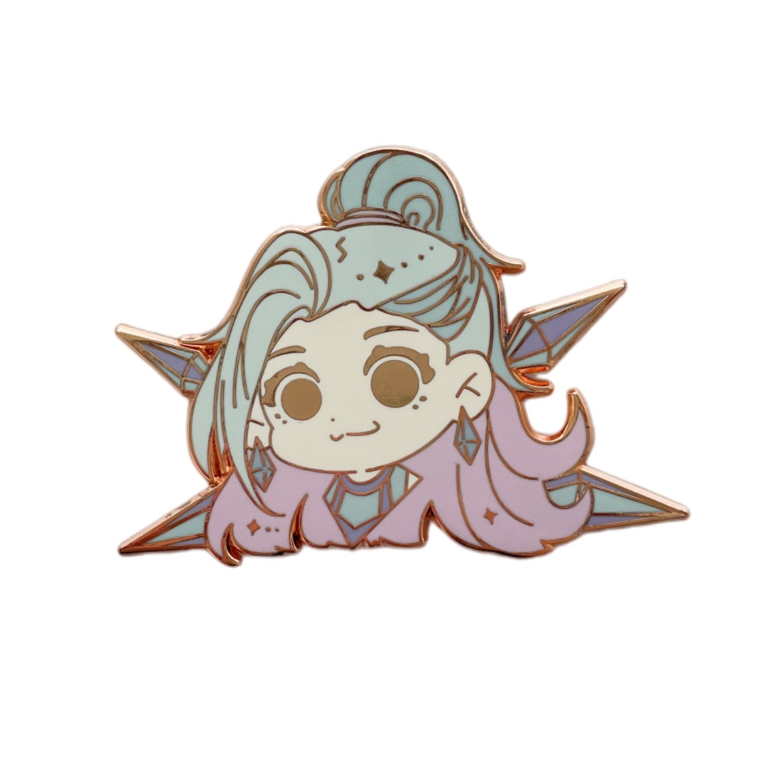 Custom Ombre Pastel Hair Chibi Girl Portrait Hard Enamel Pins