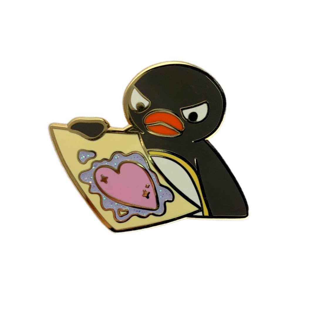 Custom Angry Penguin Reading Love Letter Hard Enamel Pins