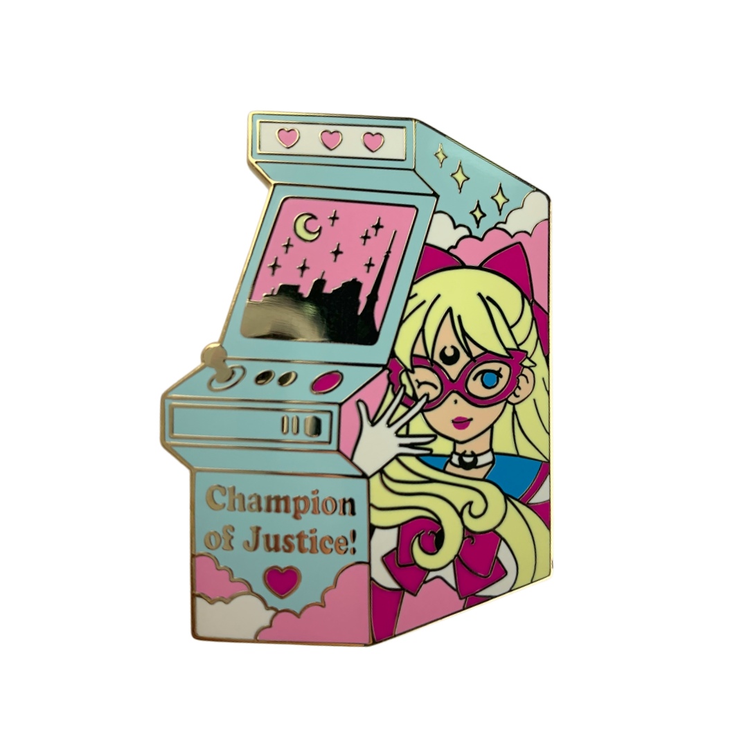 Custom Sailor Moon Champion of Justice Arcade Machine Hard Enamel Pins