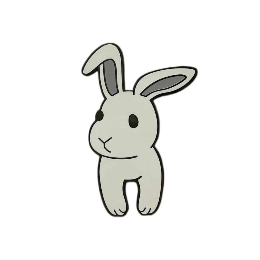 Custom Minimalist White Rabbit Cartoon Hard Enamel Pins