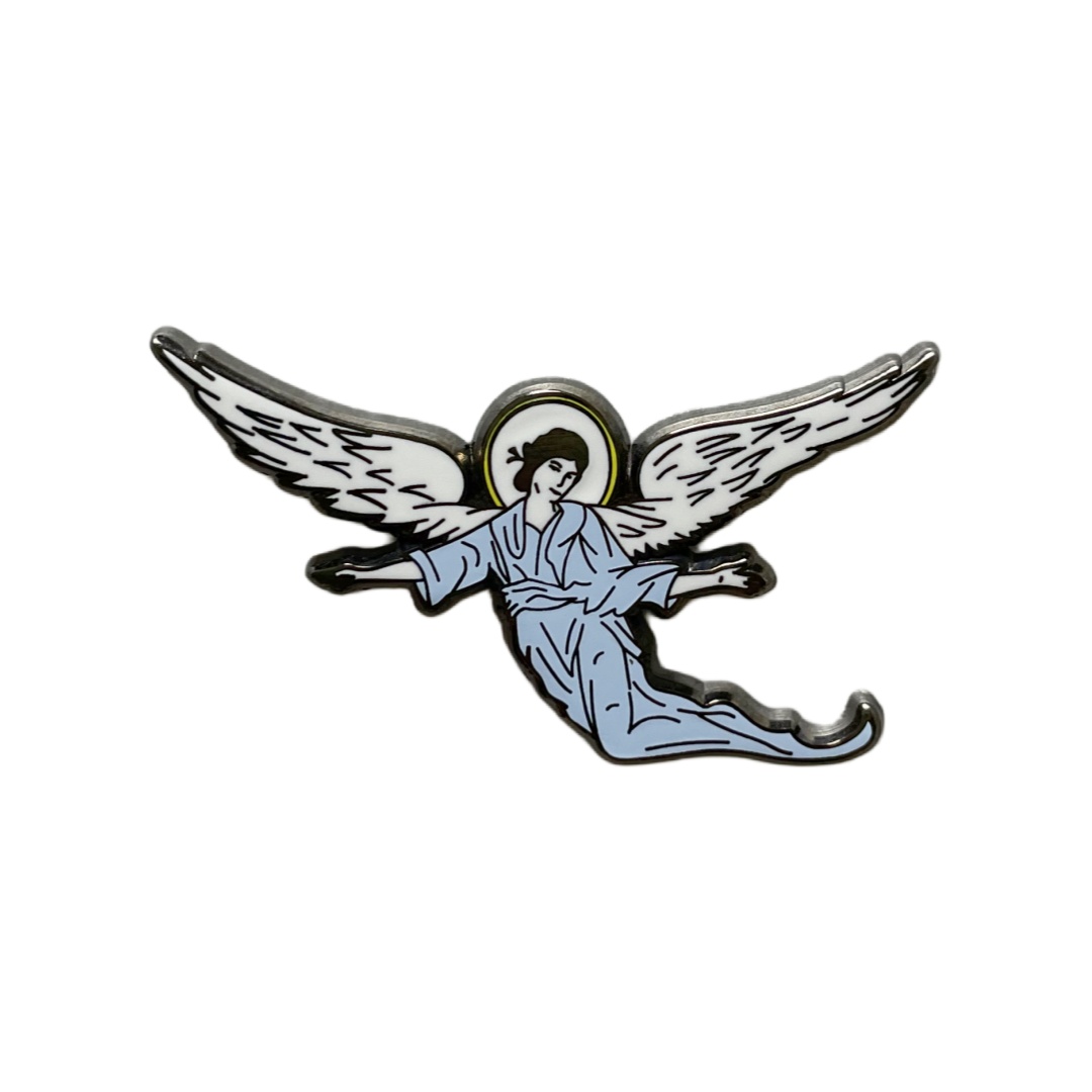 Custom Winged Angel Figure With Halo Hard Enamel Pins