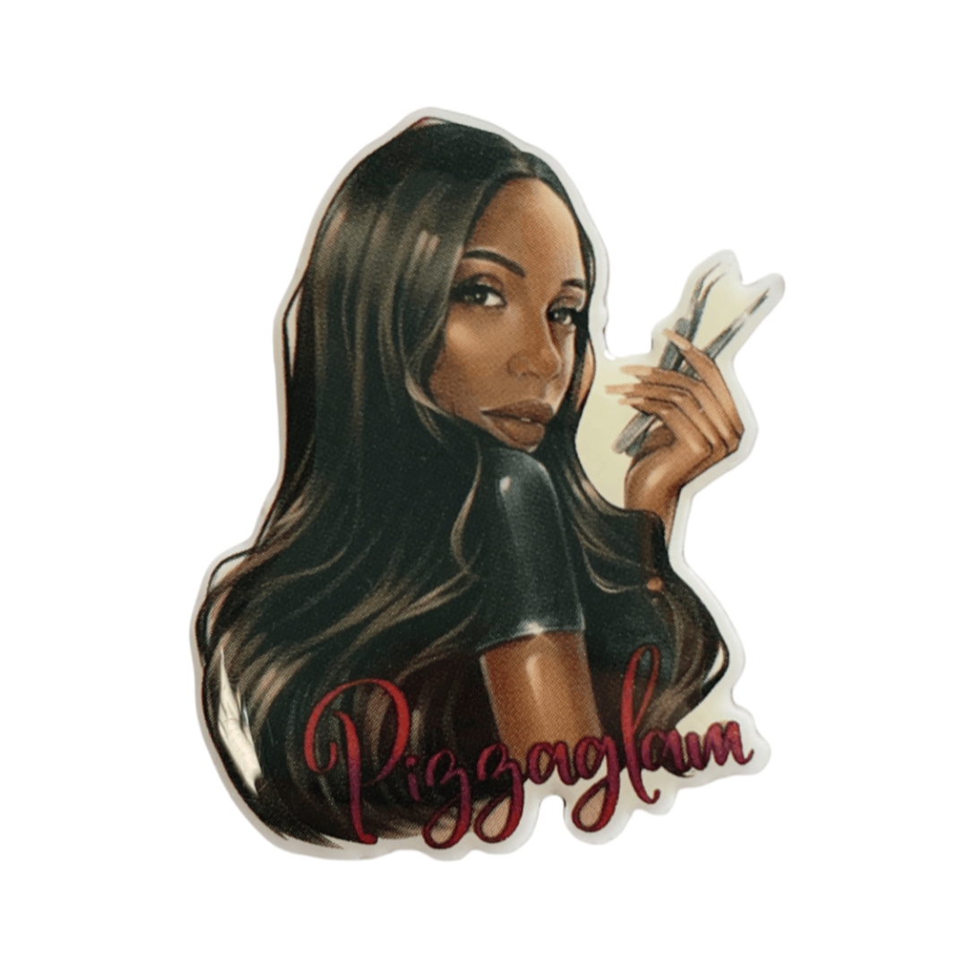 Custom Nail Tech Girl Portrait Cartoon Graphic Offset Printed Epoxy Pins