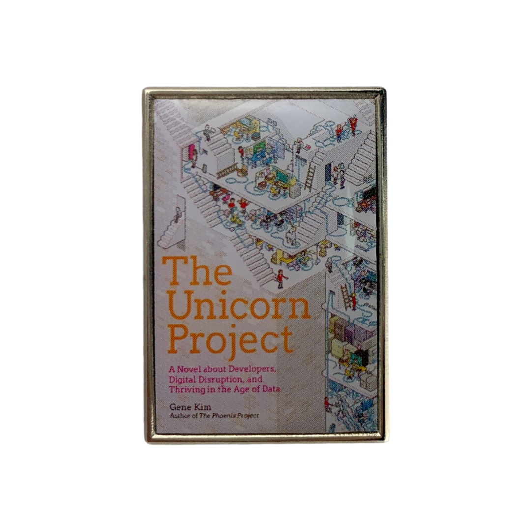 Custom The Unicorn Project Book Cover Graphic UV Printed Epoxy Pins
