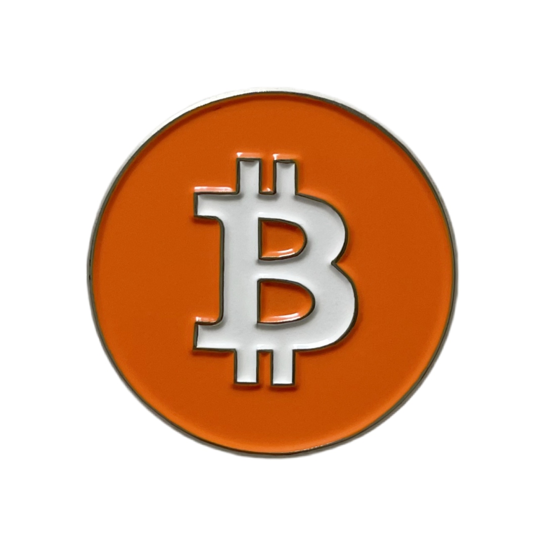 Custom Orange Bitcoin Symbol Round Soft Enamel Pins