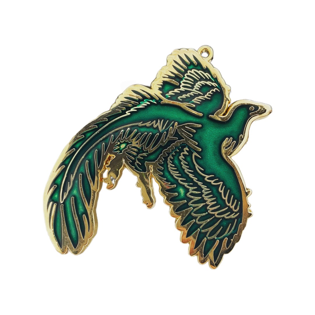 Custom Green Enamel Gold Plated Flying Bird Cutout Soft Enamel Pins