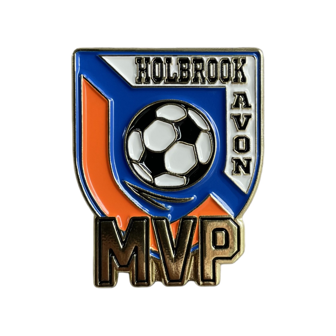 Custom Holbrook Avon Soccer MVP Shield Soft Enamel Pins