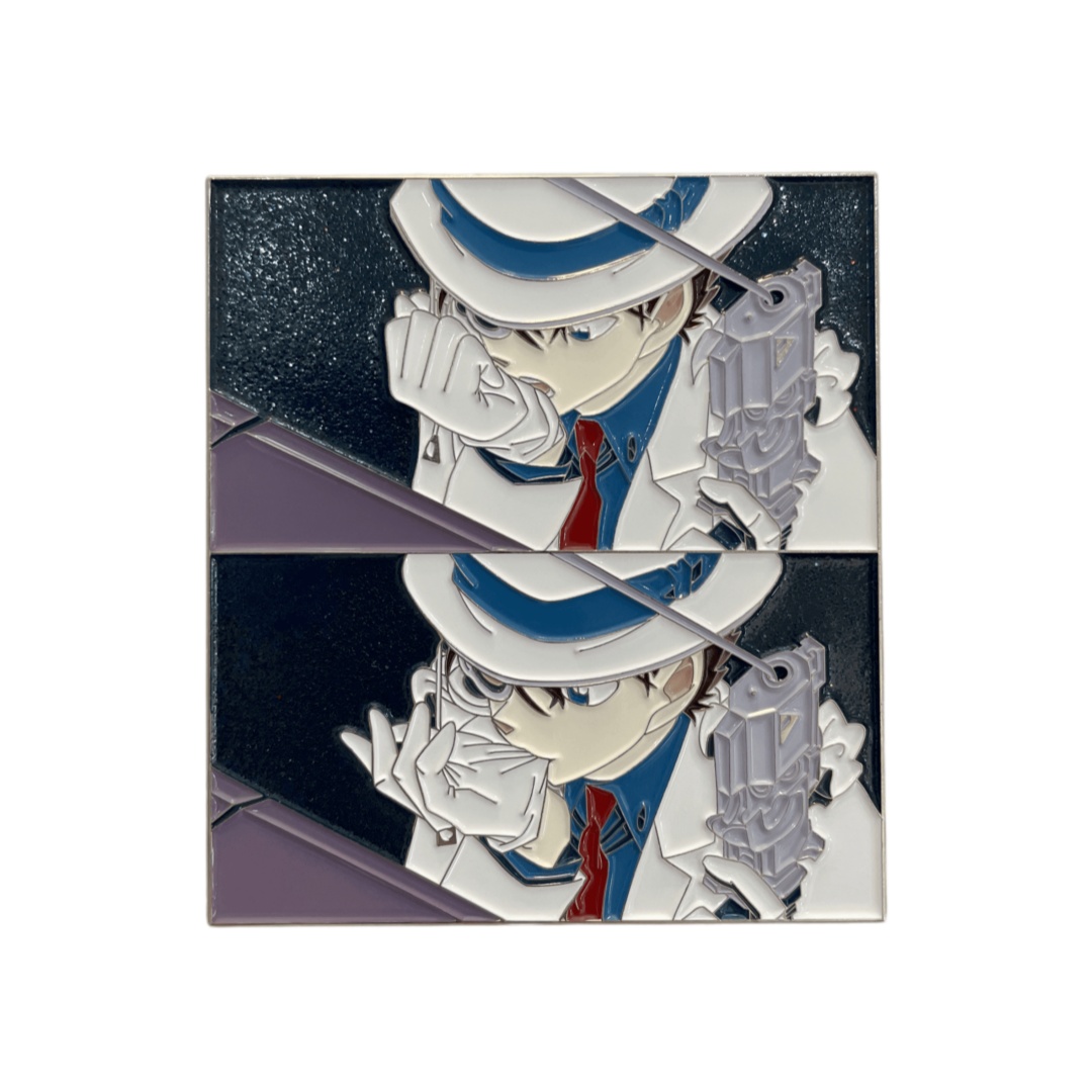 Custom Kaito Kid Two Split Panel Anime Art Square Soft Enamel Pins