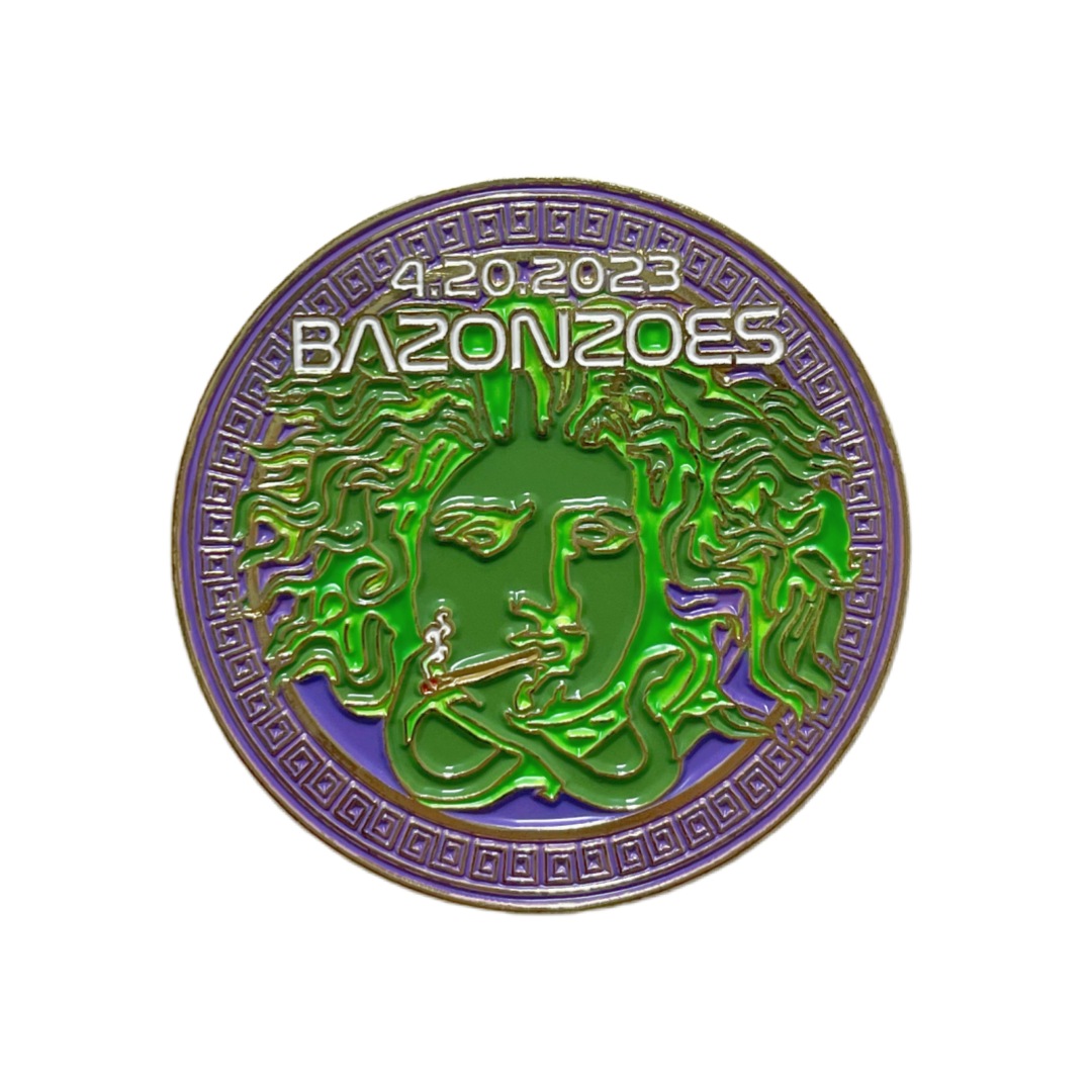 Custom Bazonzoes Medusa Smoking Cig Round Soft Enamel Pins