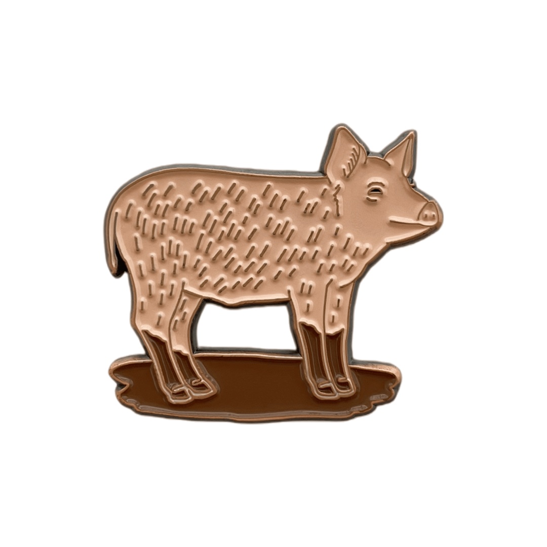Custom Realistic Textured Brown Pig Animal Soft Enamel Pins