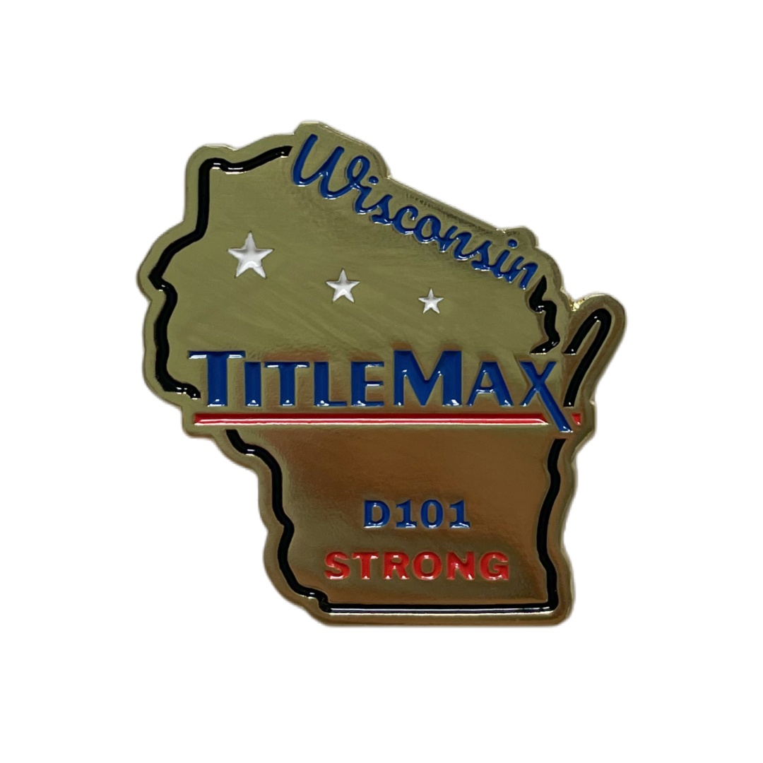 Custom Wisconsin State Map TitleMax D101 Strong Soft Enamel Pins