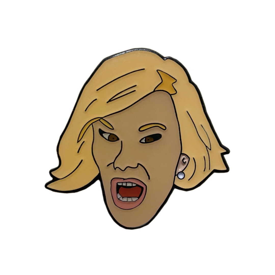 Custom Screaming Blonde Lady Cartoon Portrait Soft Enamel With Epoxy Pins