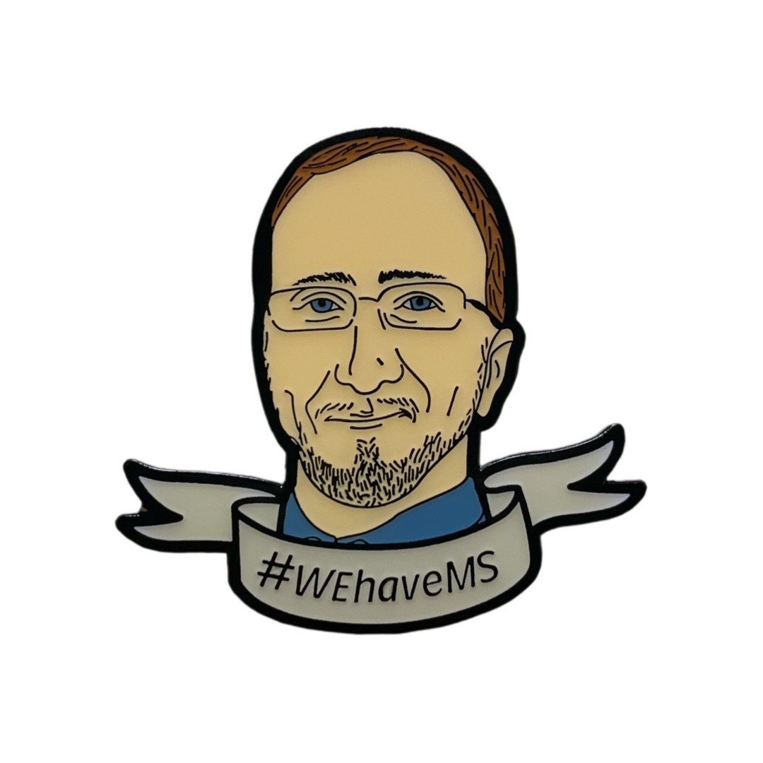 Custom #WEhaveMS Man Portrait With Ribbon Soft Enamel With Epoxy Pins