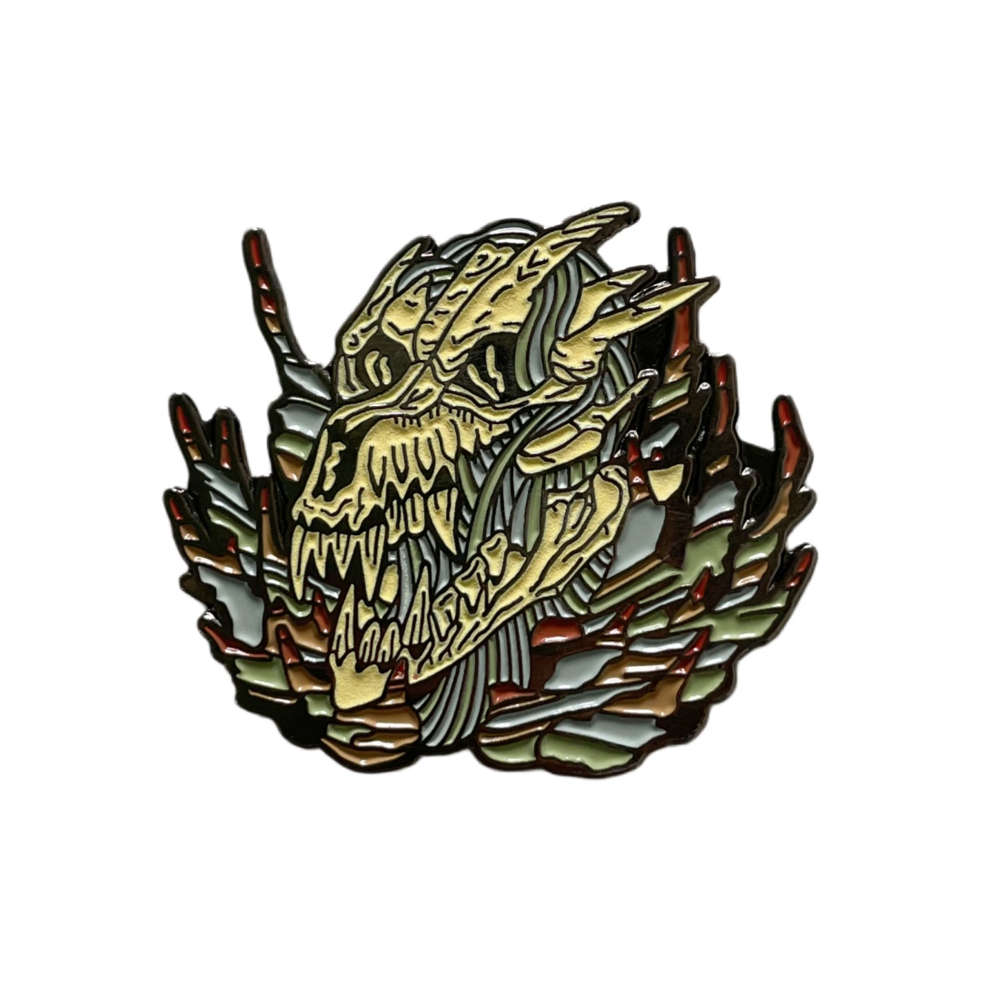 Custom Dragon Skull Flame Wreath Graphic Dyed Metal Zinc Alloy Pins