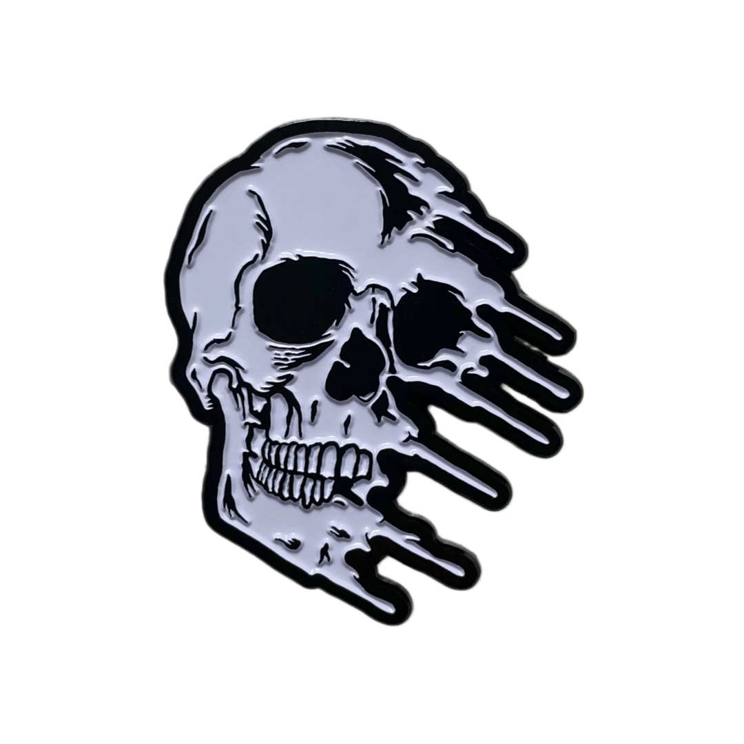 Custom Monochrome Dripping Skull Cutout Dyed Metal Zinc Alloy Pins
