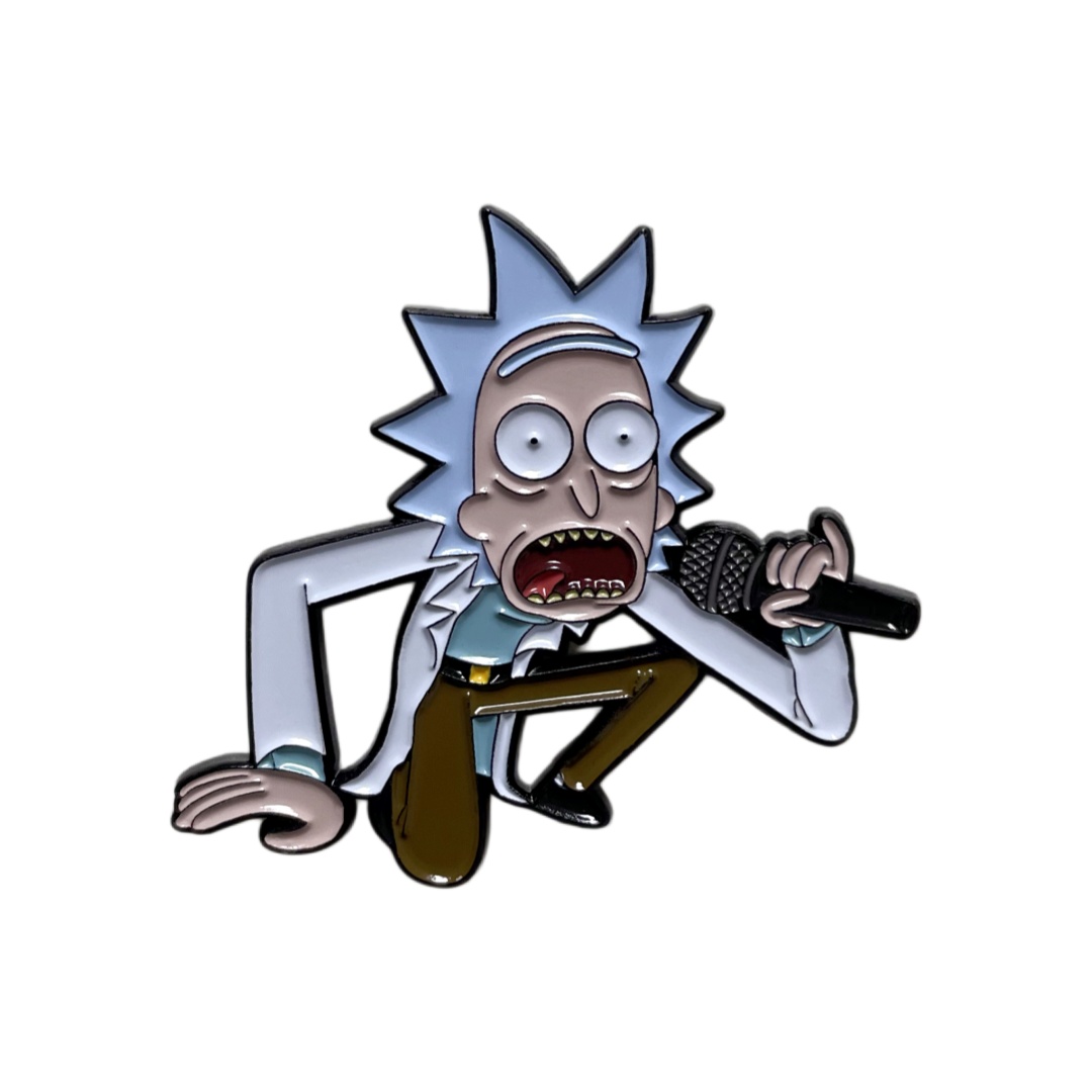 Custom Rick Sanchez With Microphone Cartoon Dyed Metal Zinc Alloy Pins