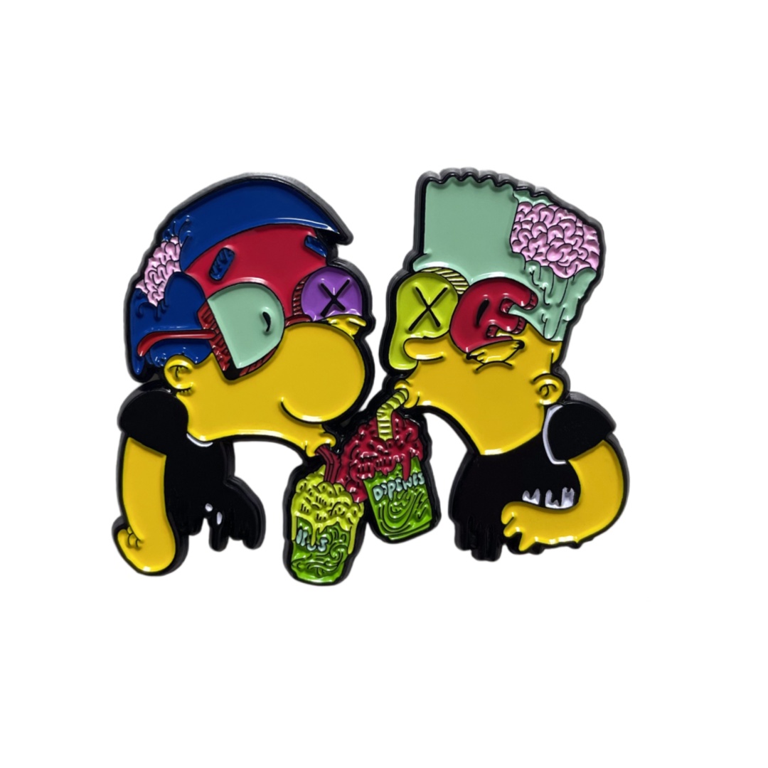 Custom Zombie Bart And Milhouse Cartoon Duo Dyed Metal Zinc Alloy Pins