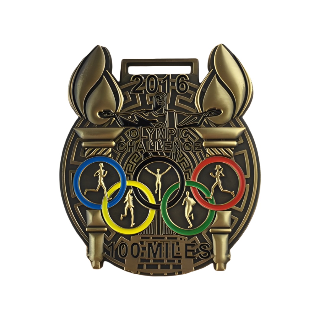 Custom 2016 Olympic Challenge 100 Miles Torch Sports Metal Medals