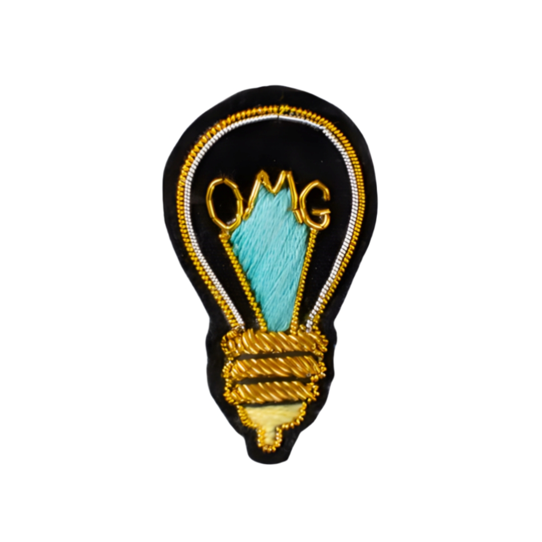 Custom Light Bulb OMG Metallic Thread Decorative Patches