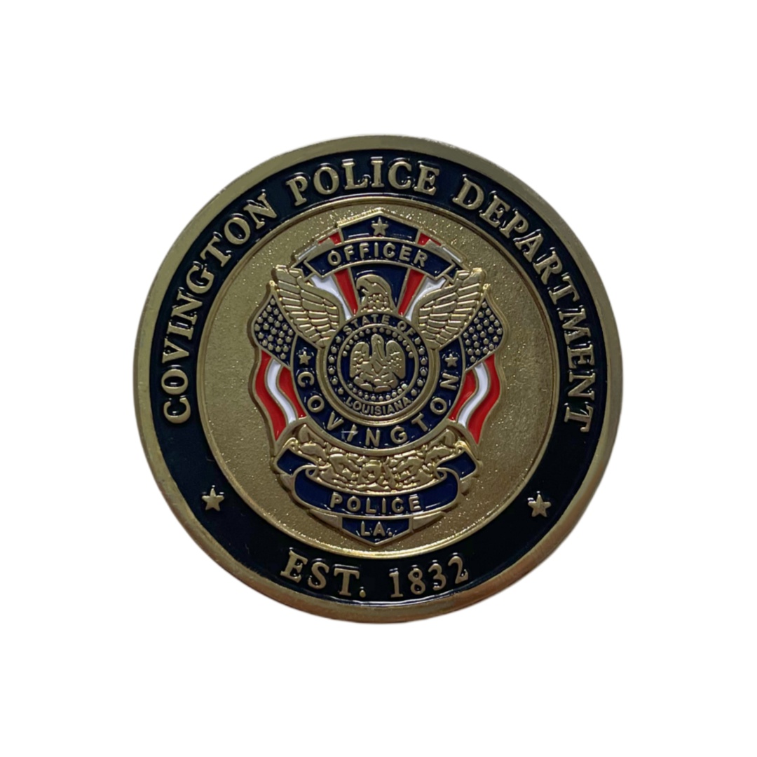 Custom Covington Louisiana Police Department Round Hard Enamel Badges