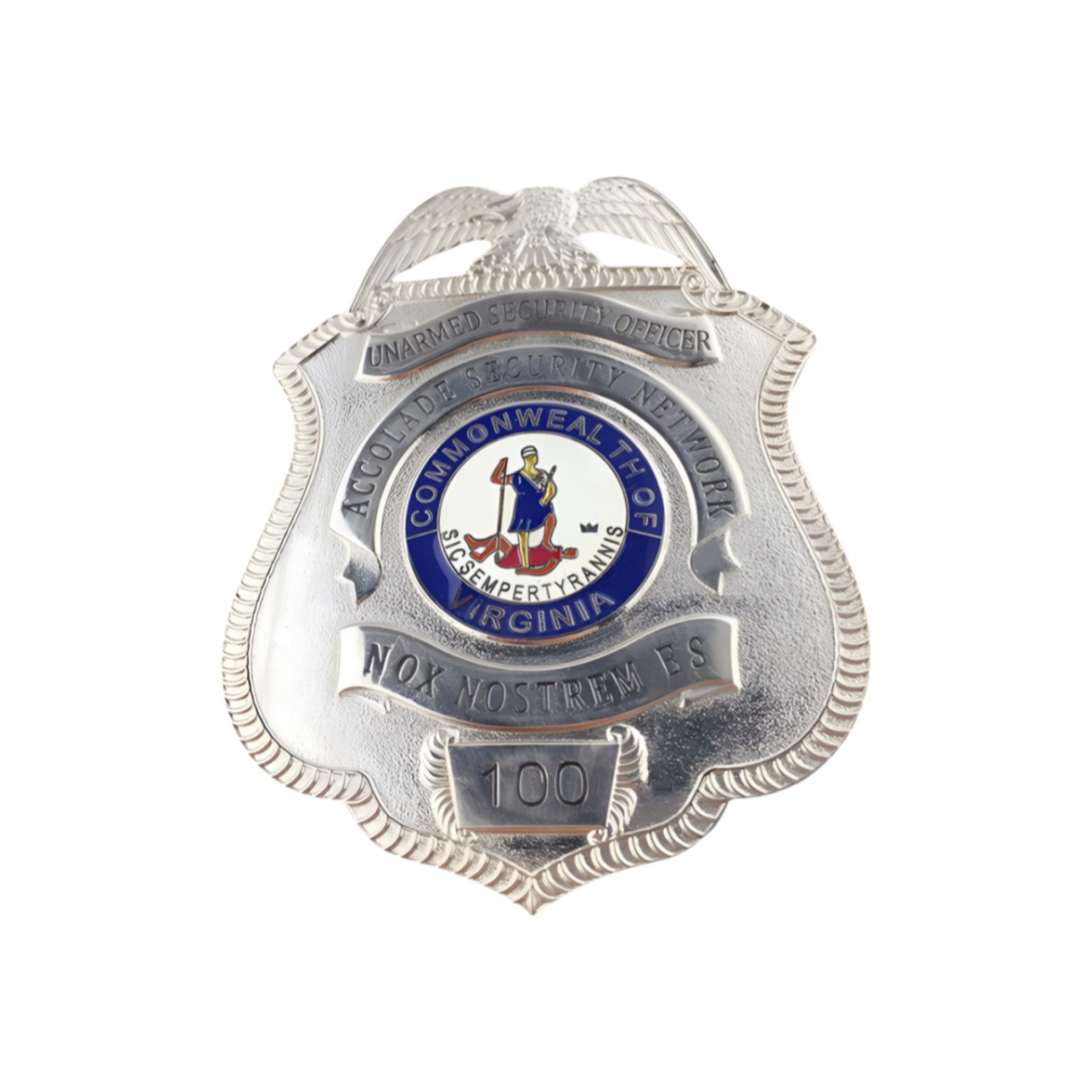 Custom Virginia Unarmed Security Officer Hard Enamel Shield Badges