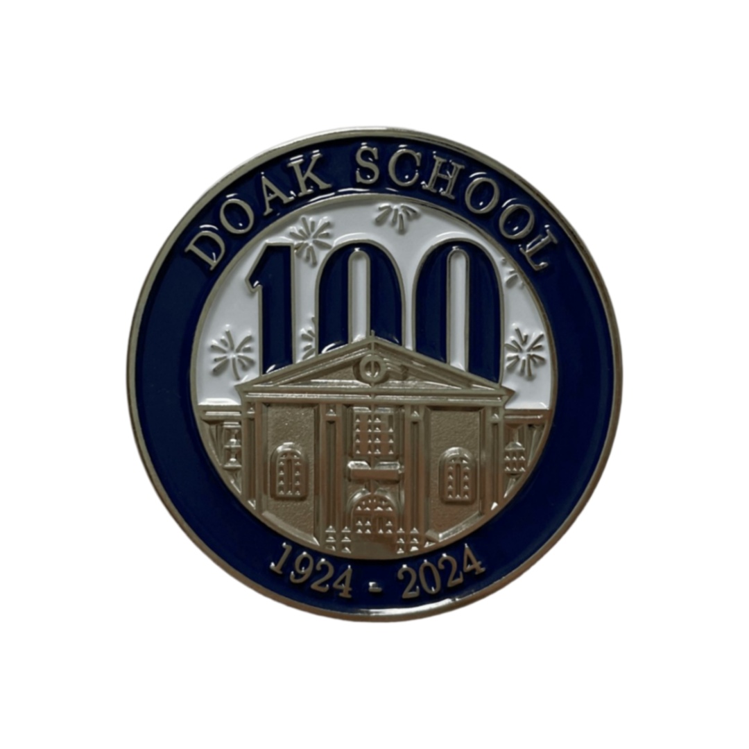 Custom Doak School 100th Anniversary 1924-2024 Building Graphic Round Soft Enamel School Badges