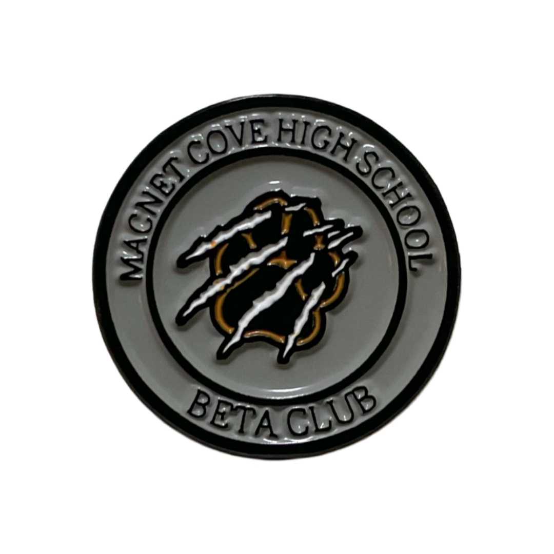 Custom Magnet Cove High School Beta Club Tiger Claw Round Soft Enamel School Pins