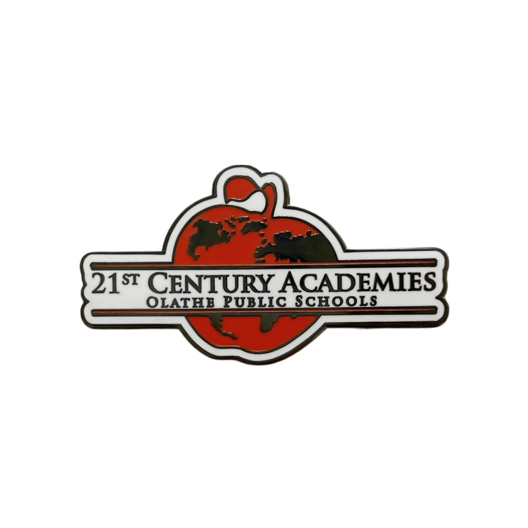 Custom Olathe Public Schools 21st Century Academies Apple World Map Soft Enamel School Pins