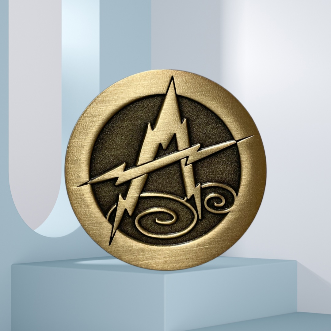 Bronze Lightning A Logo Die Struck Pins