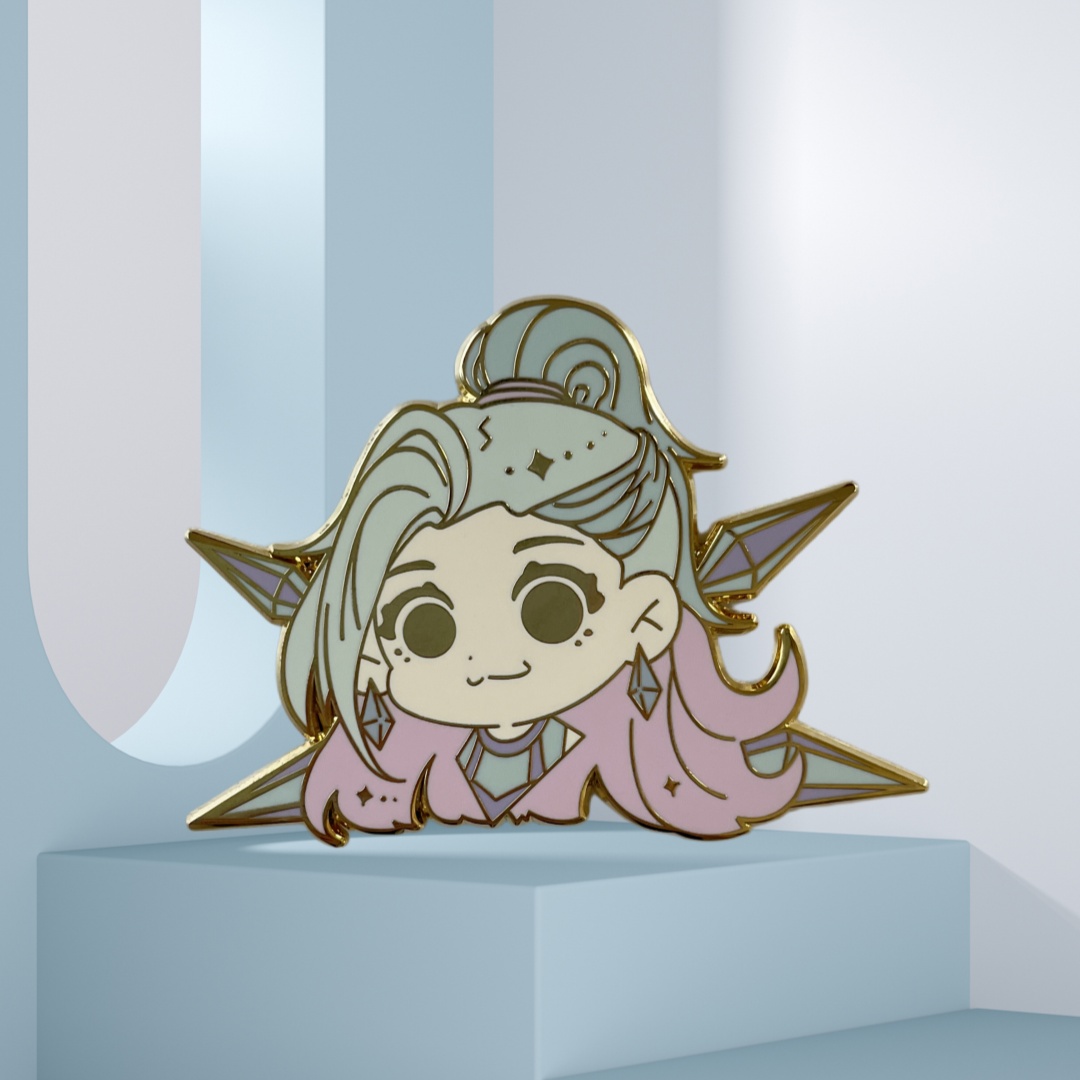 Gradient Hair Anime Girl Hard Enamel Pins