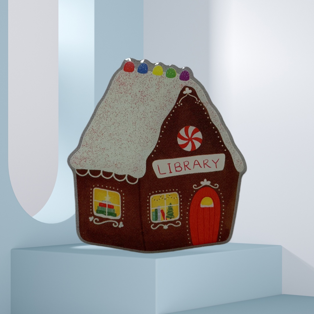 Christmas Gingerbread Library Offset Printed Pins