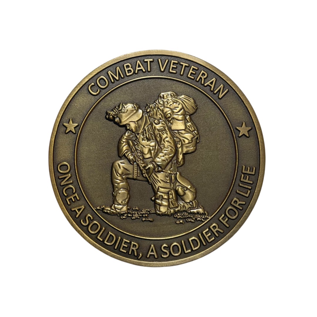 Combat Veteran Once A Soldier Die Struck Challenge Coins
