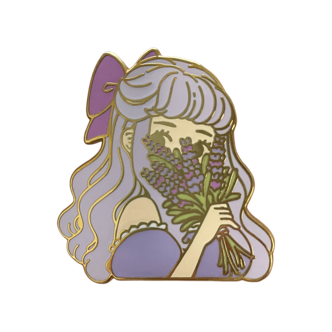 Cute Lavender Girl Portrait Hard Enamel Pins