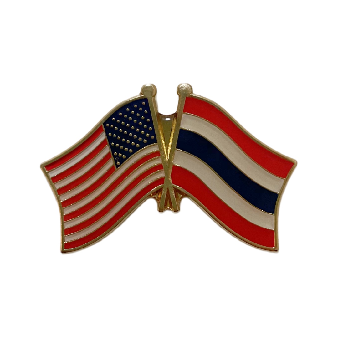 Thailand USA Cross Country Flag Soft Enamel with Epoxy Pins