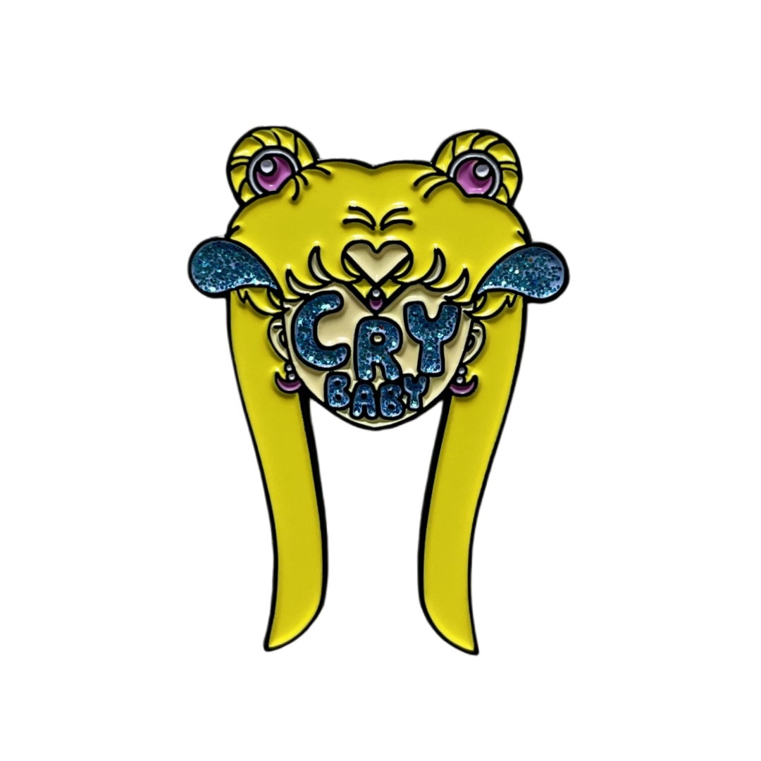 Sailor Moon Cry Baby Glitter Custom Glitter Pins